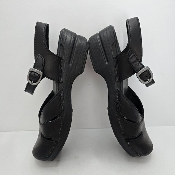 Dansko | 'Marcelle' black leather Mary Jane platform boho clogs shoes | WMS 9 - Picture 10 of 11